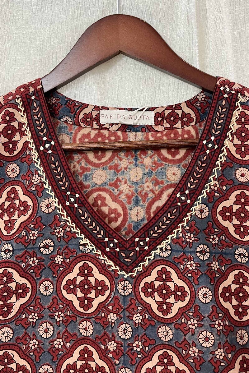 Ajrak Hand Block-Printed Straight Cotton Kurta
