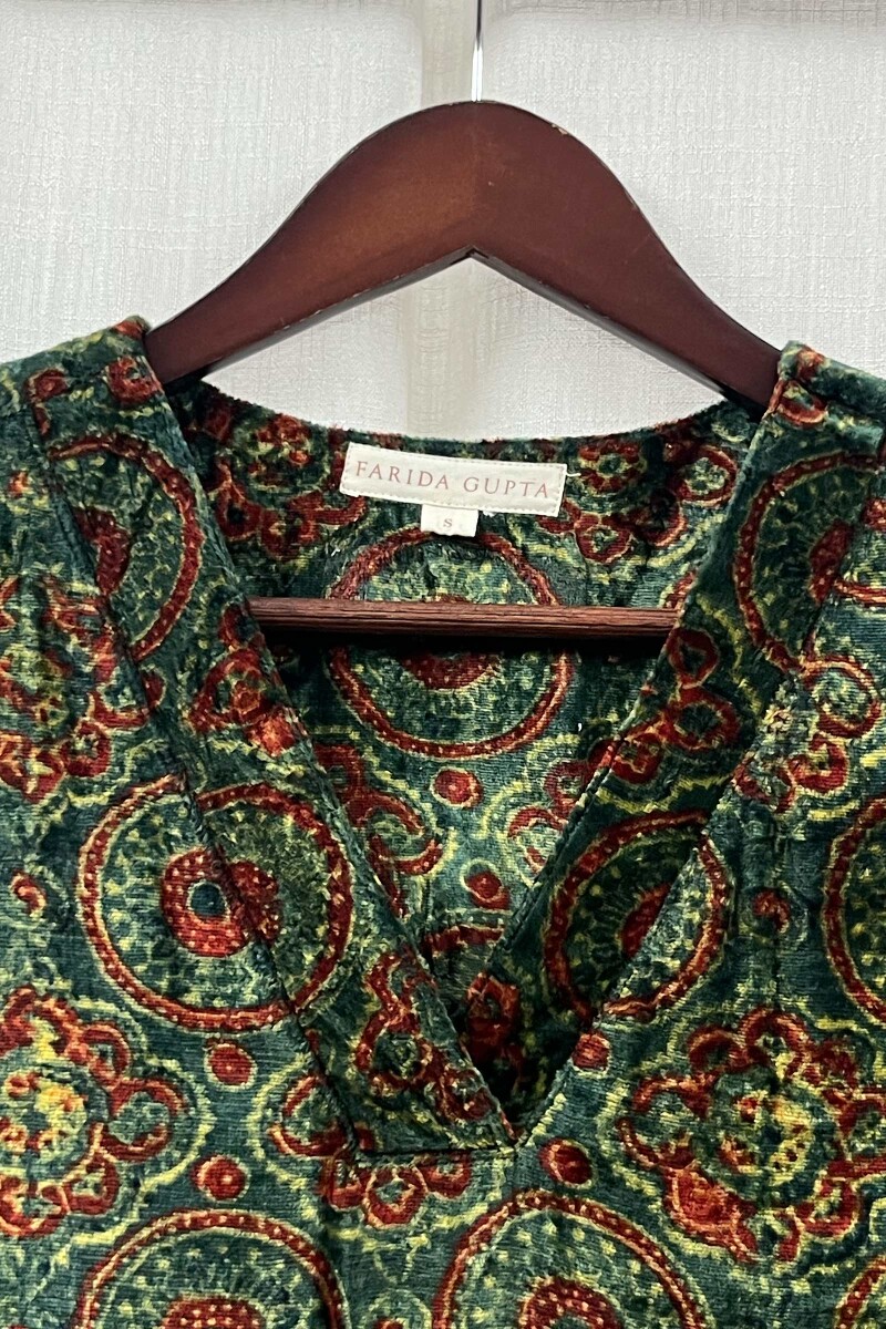 Ajrak Hand Block-Printed Straight Velvet Kurta