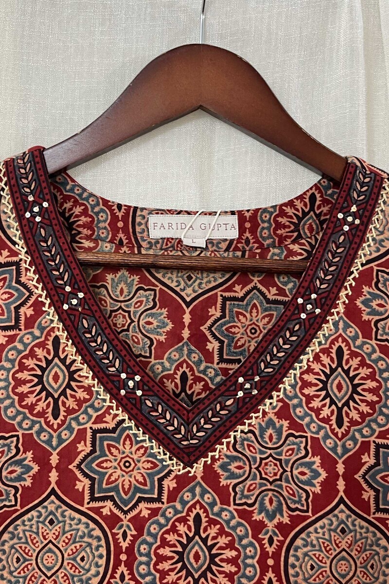 Ajrak Hand Block-Printed Straight Cotton Kurta