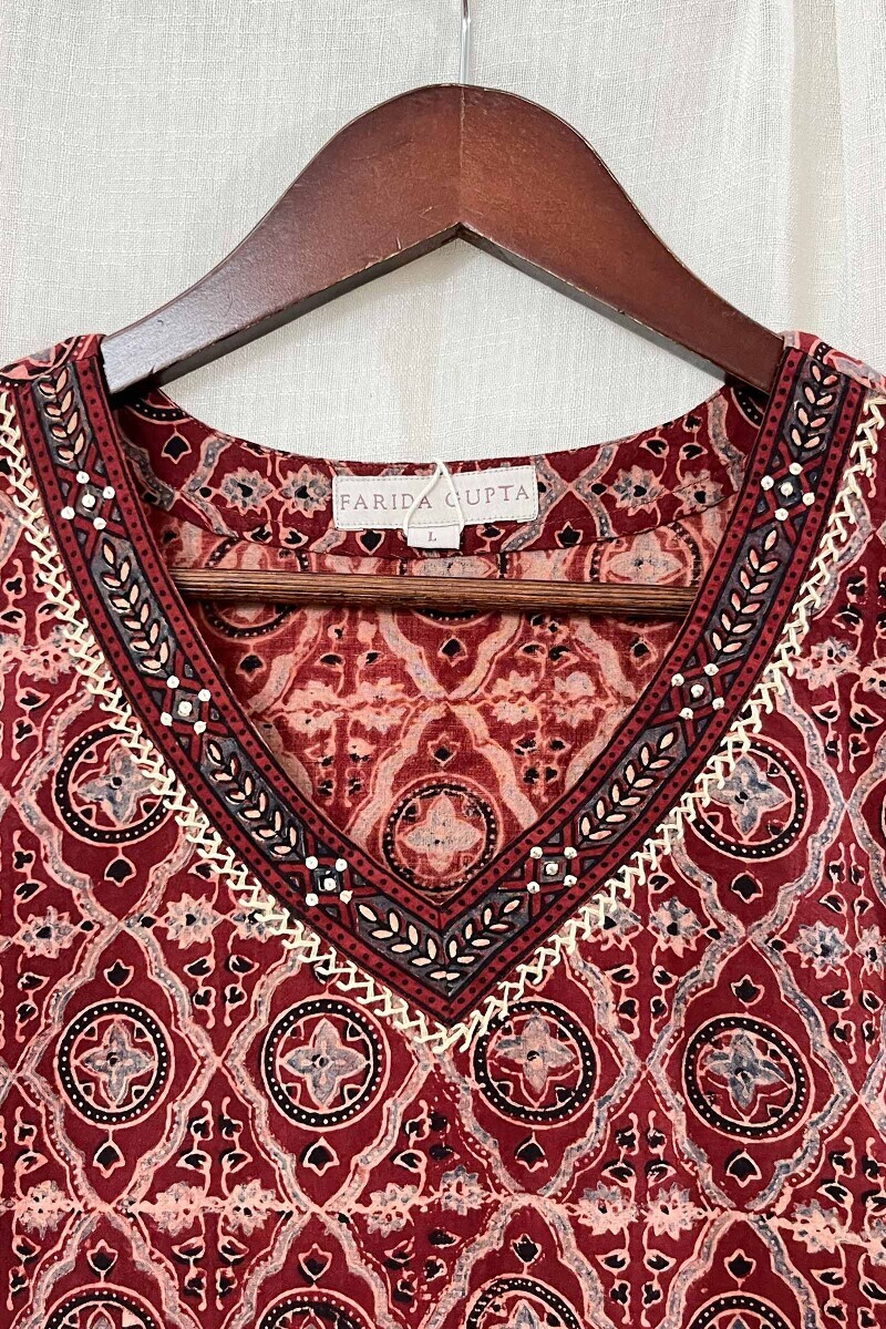 Ajrak Hand Block-Printed Straight Cotton Kurta