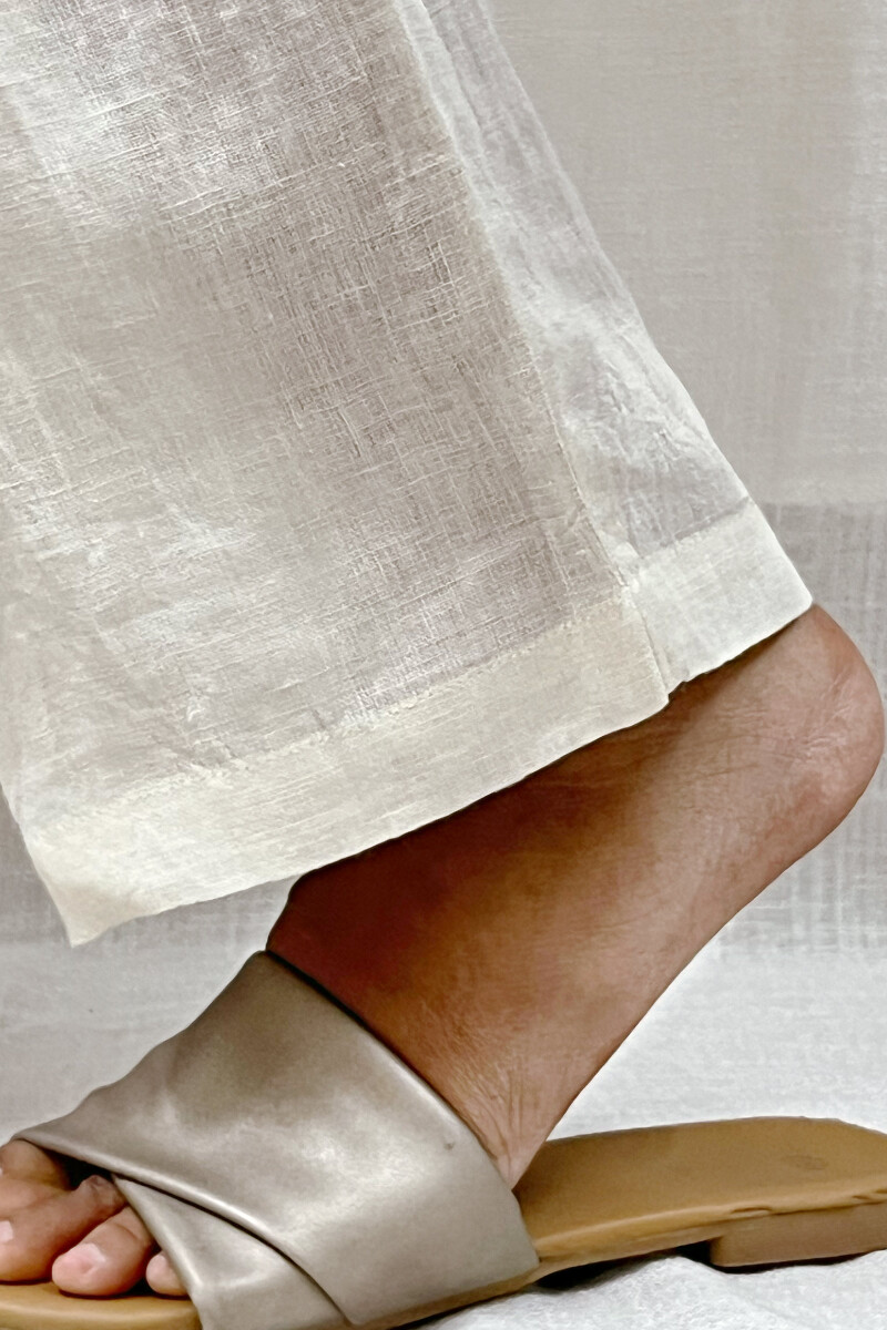 White Handcrafted Pure Linen Pants