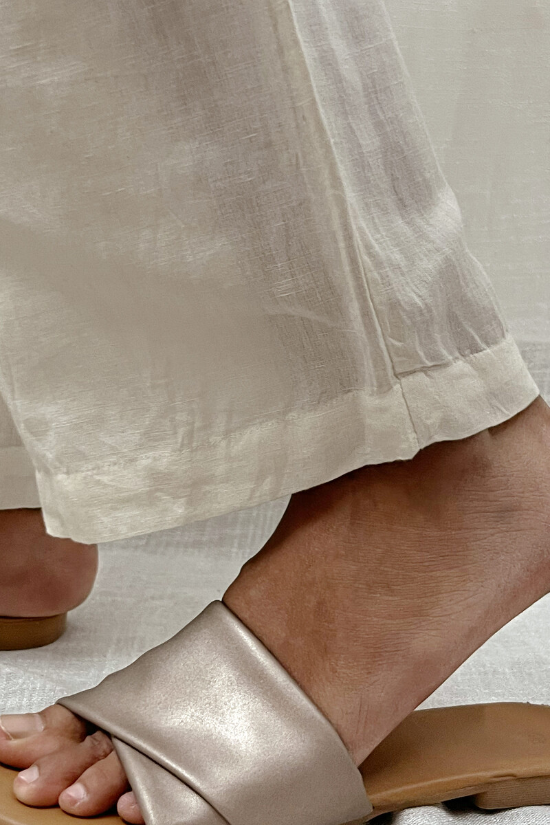 Cream Handcrafted Pure Linen Pants