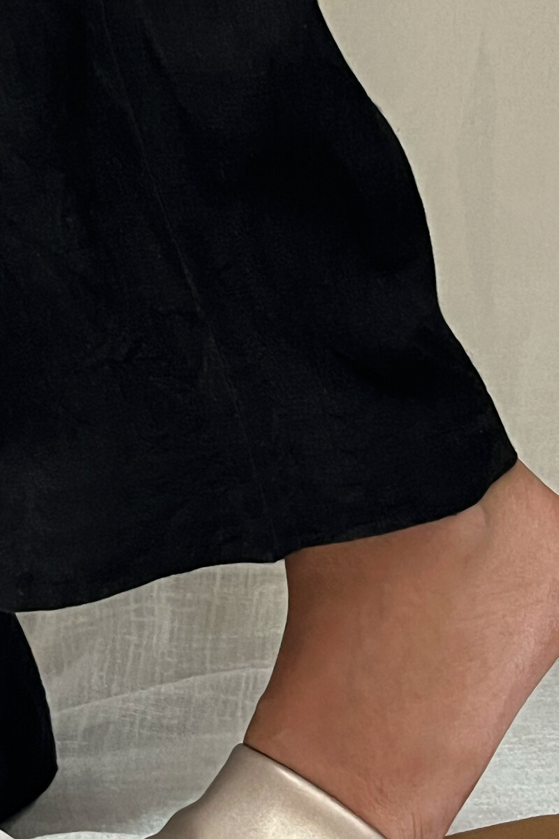 Black Handcrafted Pure Linen Pants