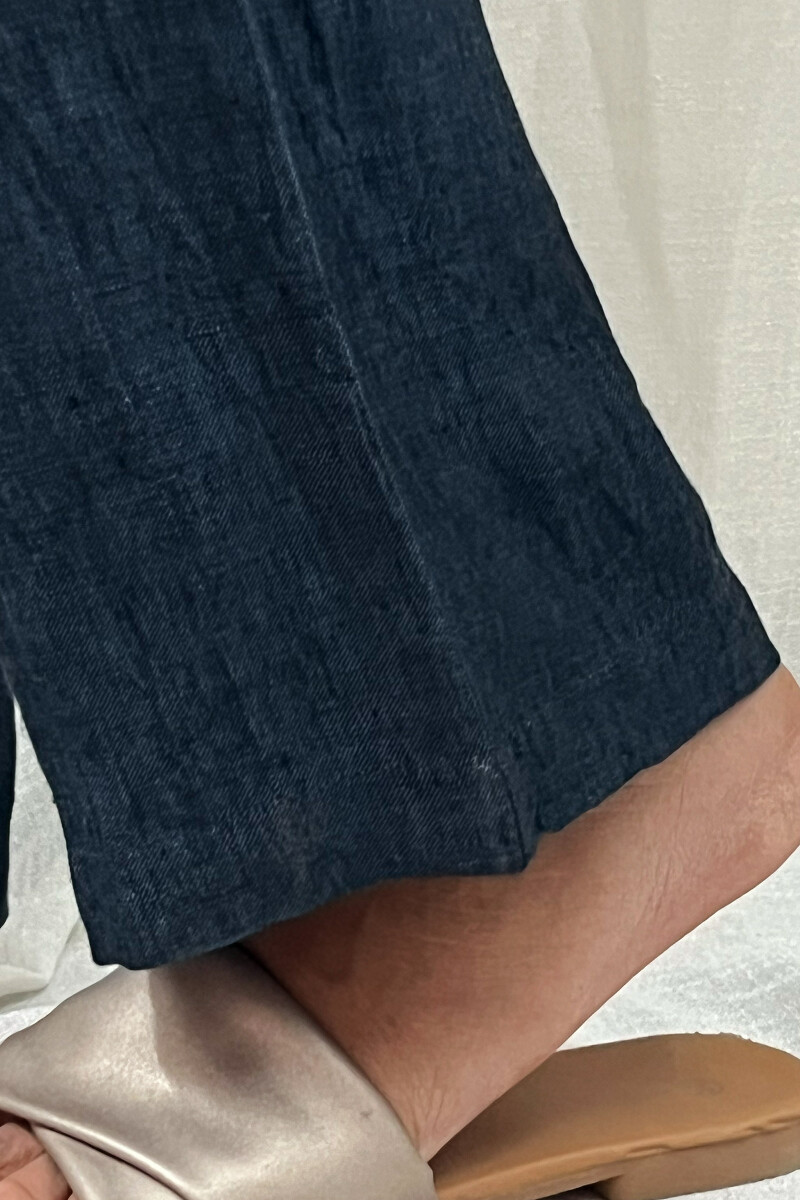 Navy Blue Handcrafted Pure Linen Pants