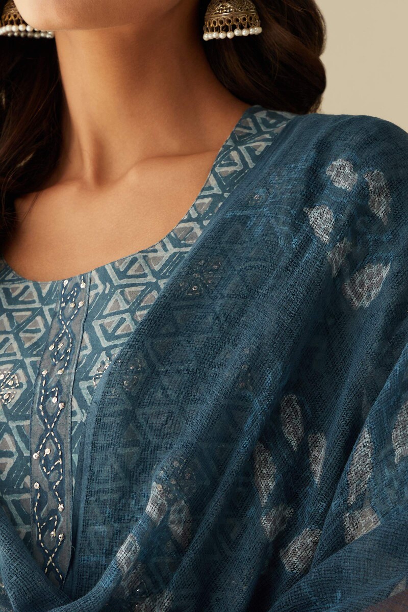 Akola Hand Block-Printed  Kota Dupatta