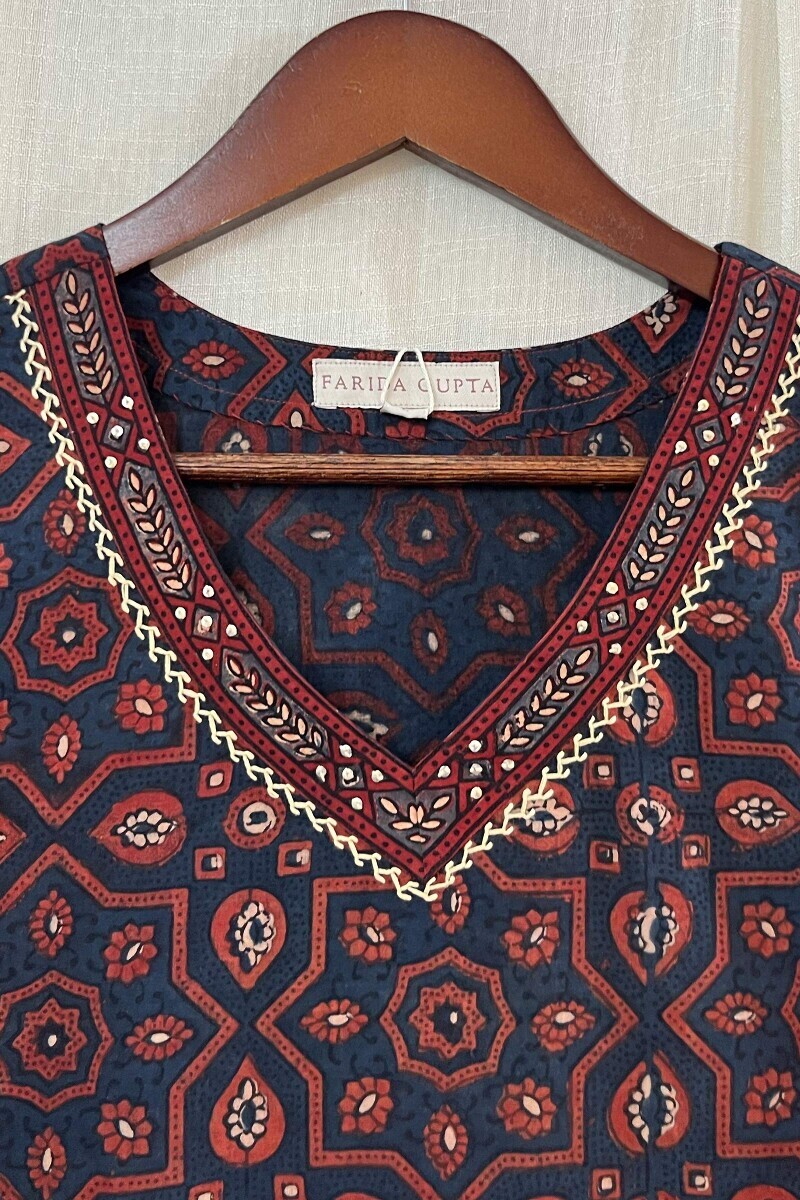 Ajrak Hand Block-Printed Straight Cotton Kurta