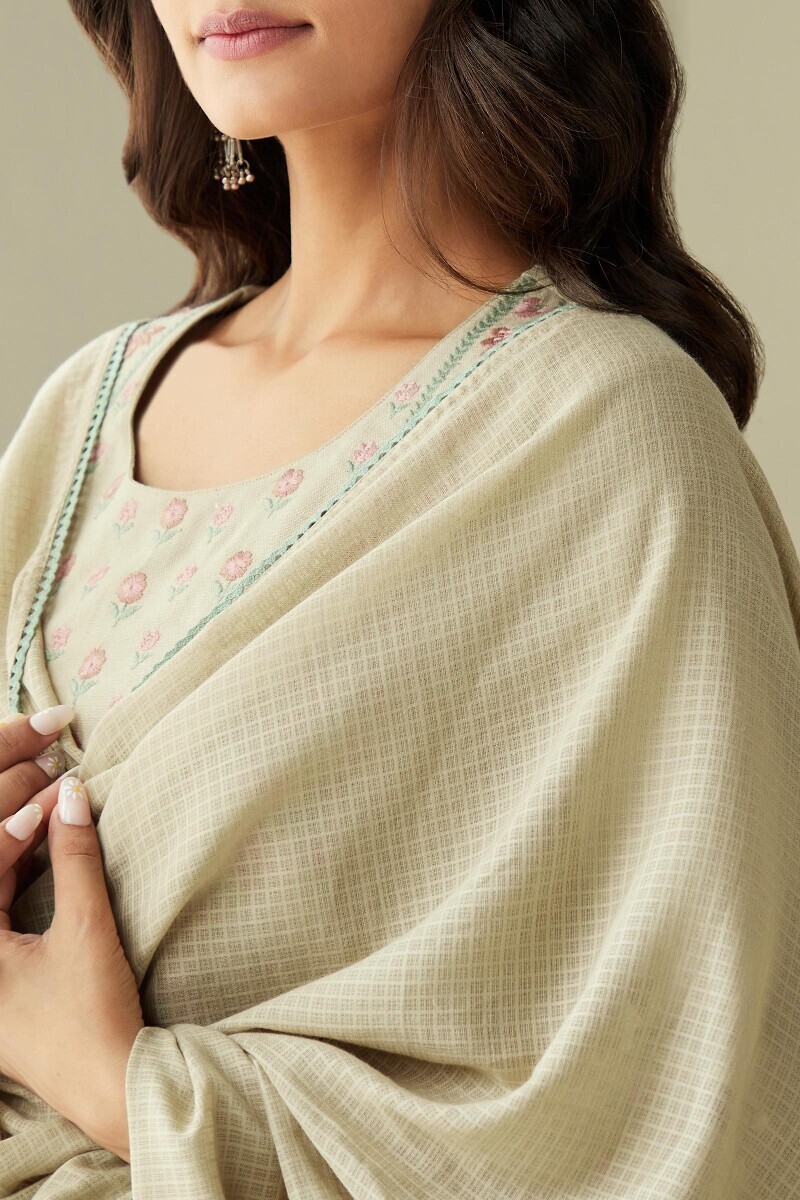 Beige Handcrafted Kota Dupatta