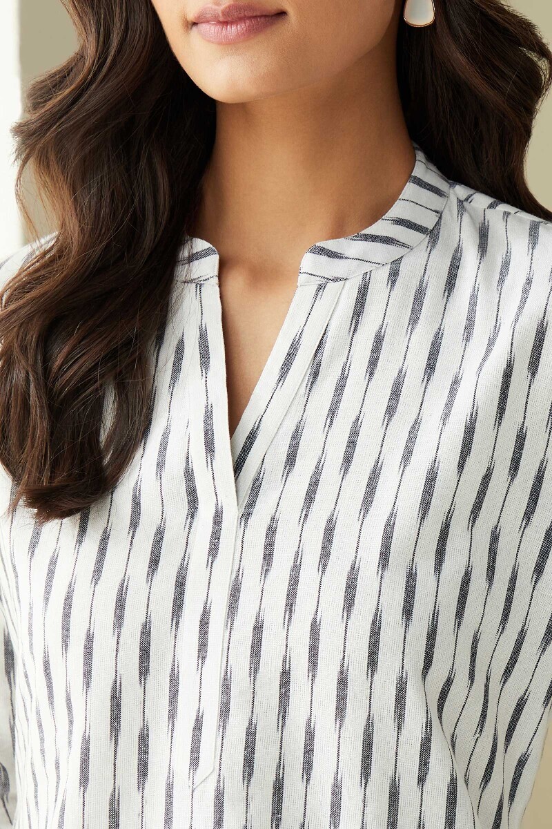 White Handcrafted Cotton Polyester Top