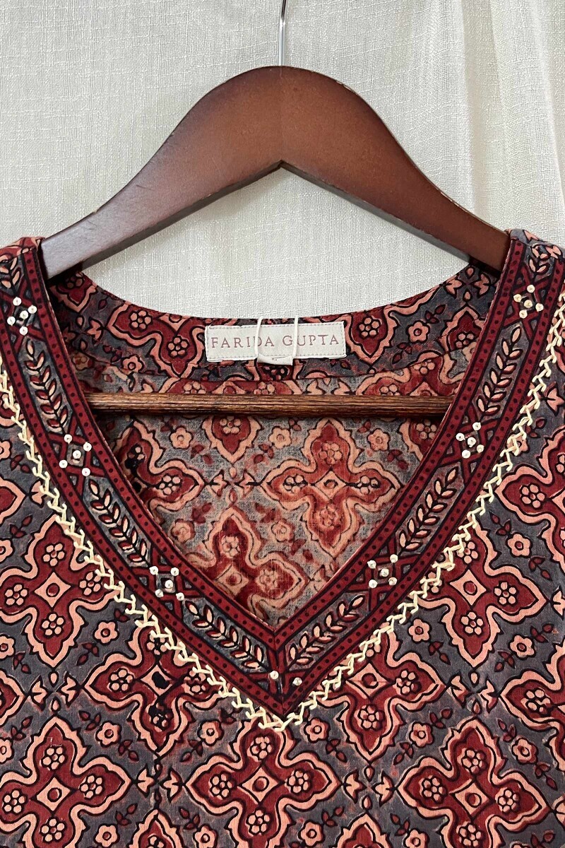 Ajrak Hand Block-Printed Straight Cotton Kurta