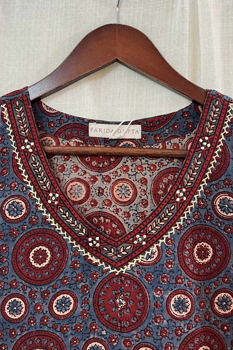 Ajrak Hand Block-Printed Straight Cotton Kurta