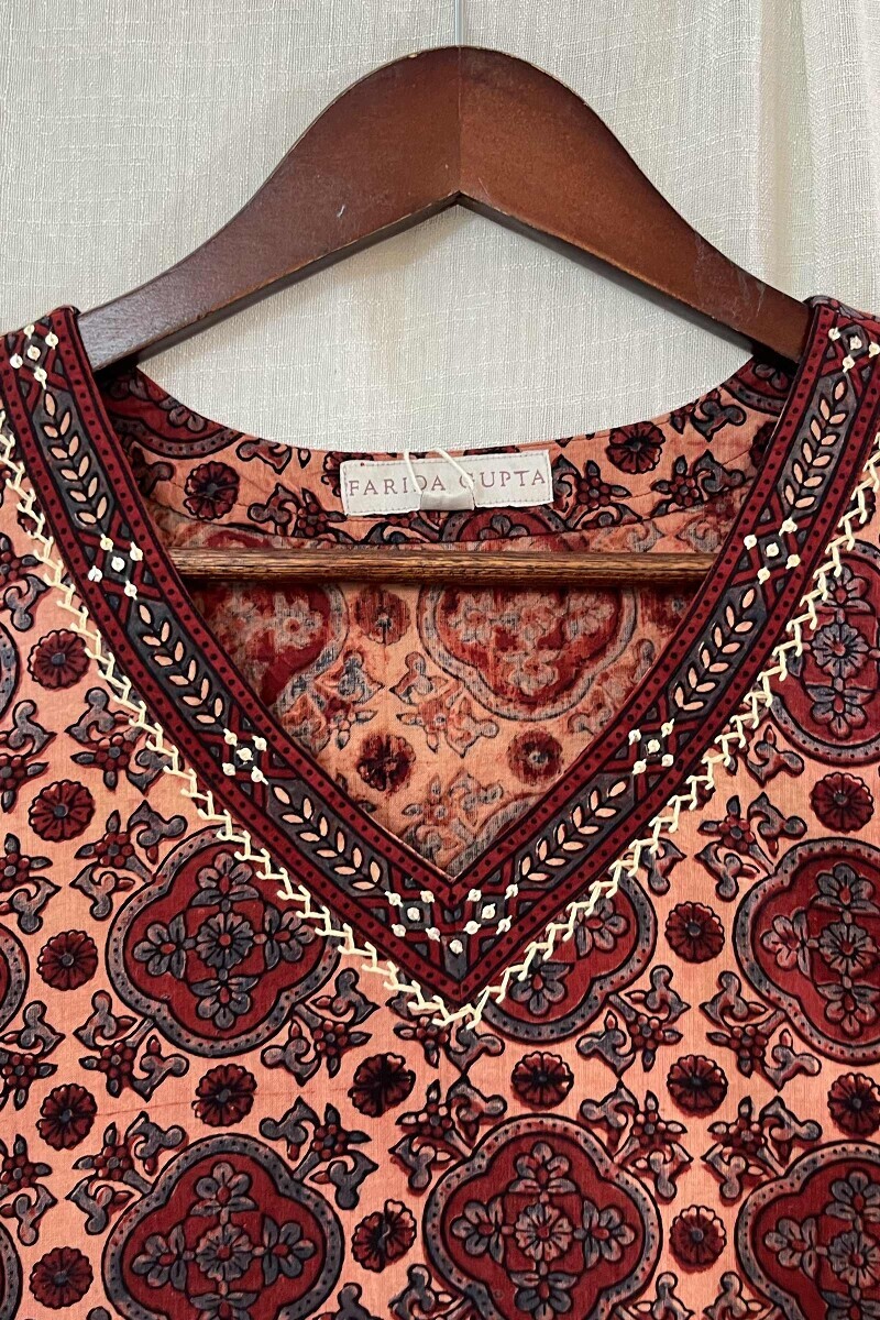 Ajrak Hand Block-Printed Straight Cotton Kurta