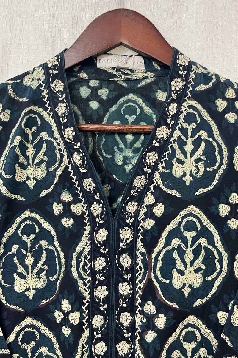 Ajrak Hand Block-Printed Straight Cotton Kurta