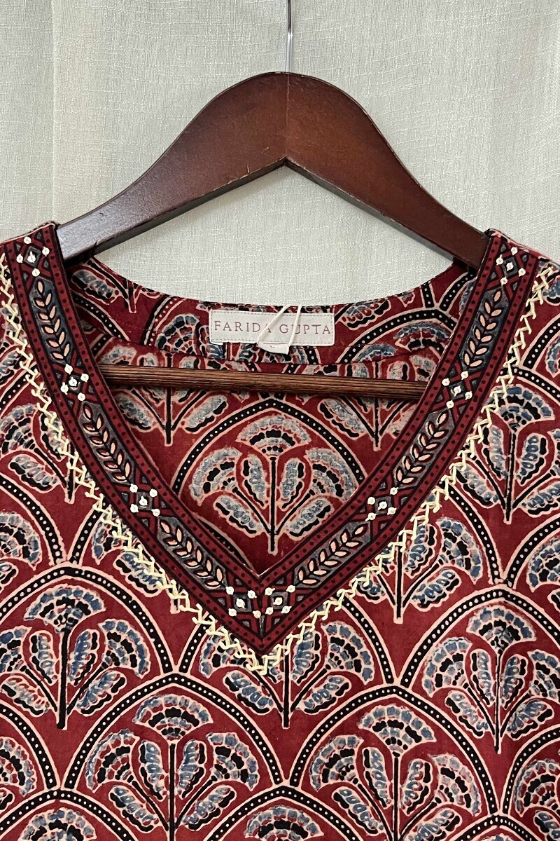 Ajrak Hand Block-Printed Straight Cotton Kurta