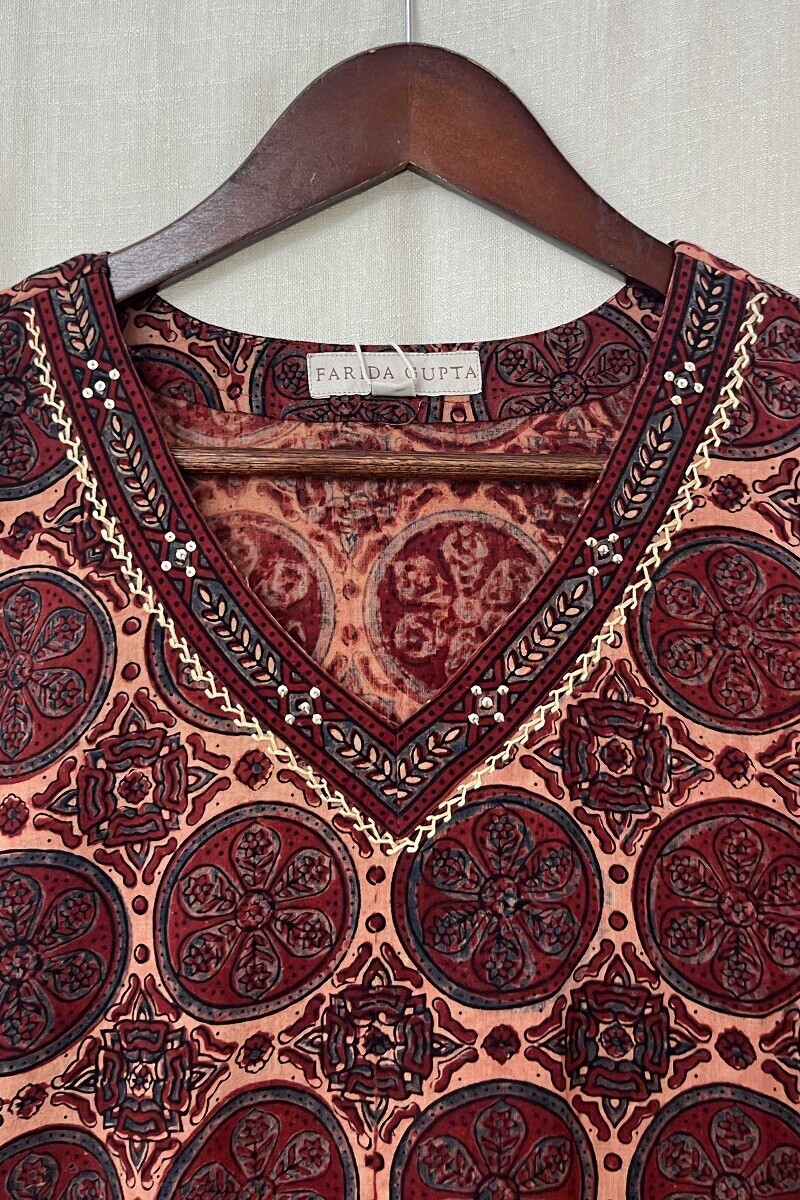 Ajrak Hand Block-Printed Straight Cotton Kurta