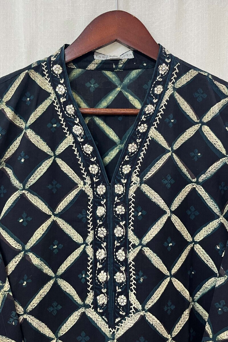 Bagru Hand Block-Printed Straight Cotton Kurta