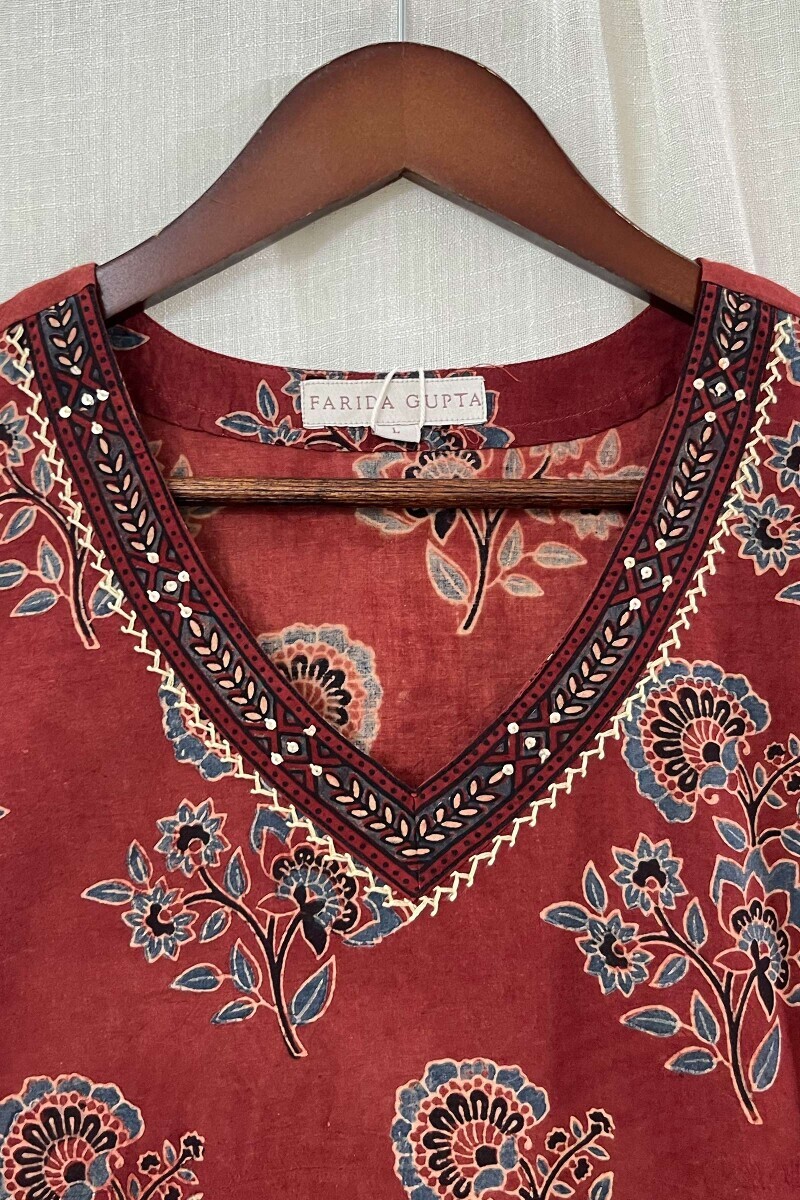 Ajrak Hand Block-Printed Straight Cotton Kurta