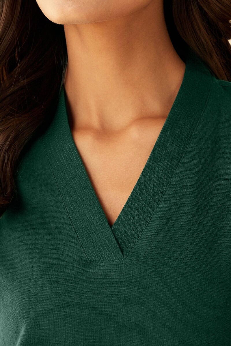 Green Handcrafted Straight Cotton Flax Kurta