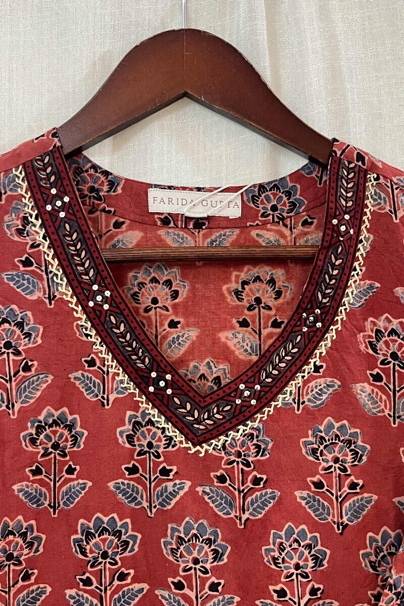 Ajrak Hand Block-Printed Straight Cotton Kurta