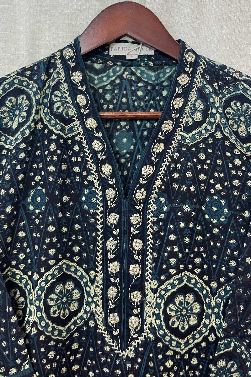 Akola Hand Block-Printed Straight Cotton Kurta