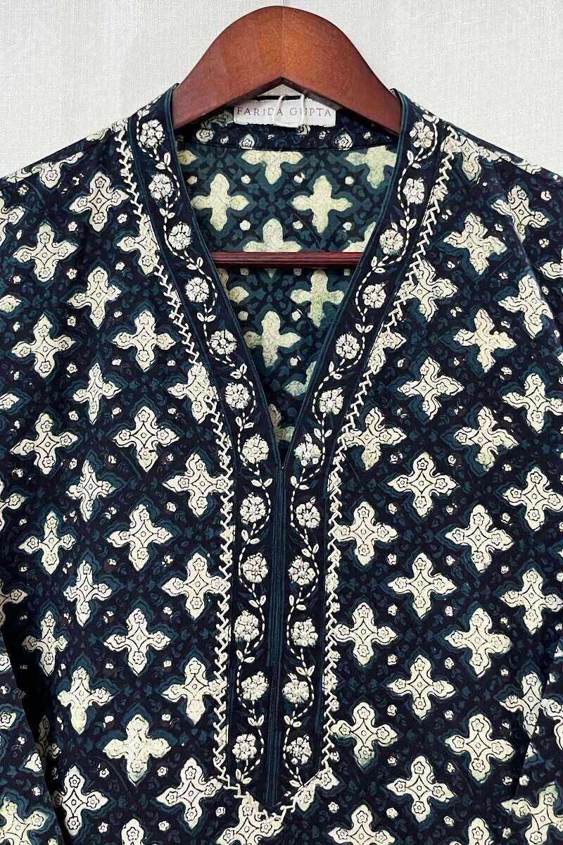 Akola Hand Block-Printed Straight Cotton Kurta