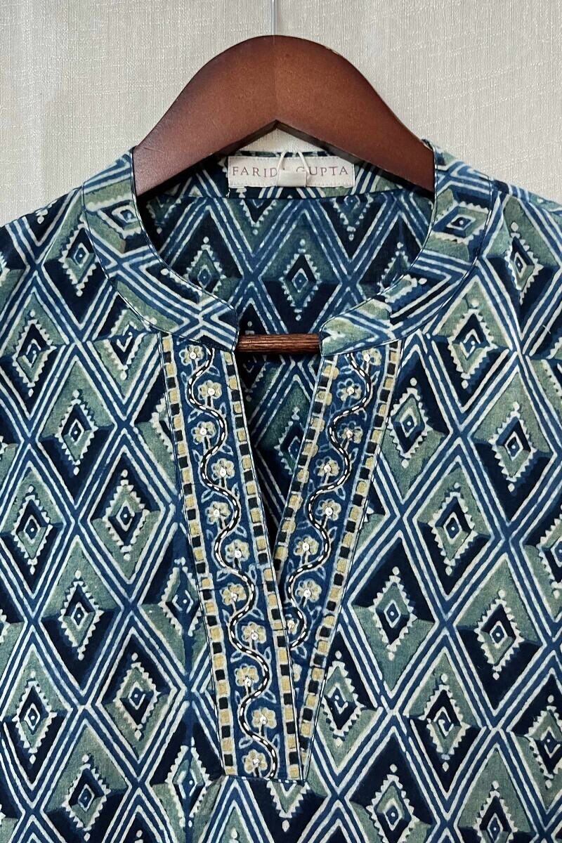 Ajrak Hand Block-Printed Cotton Top