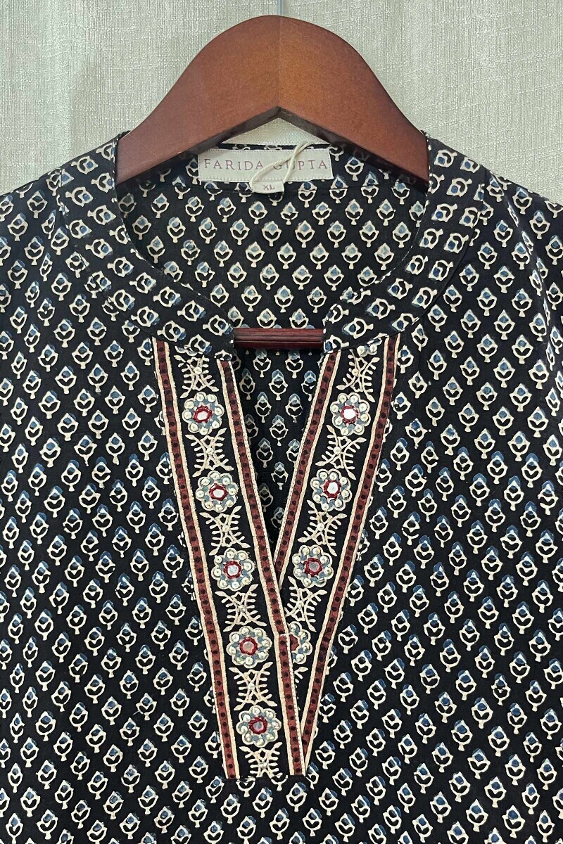 Ajrak Hand Block-Printed Cotton Top