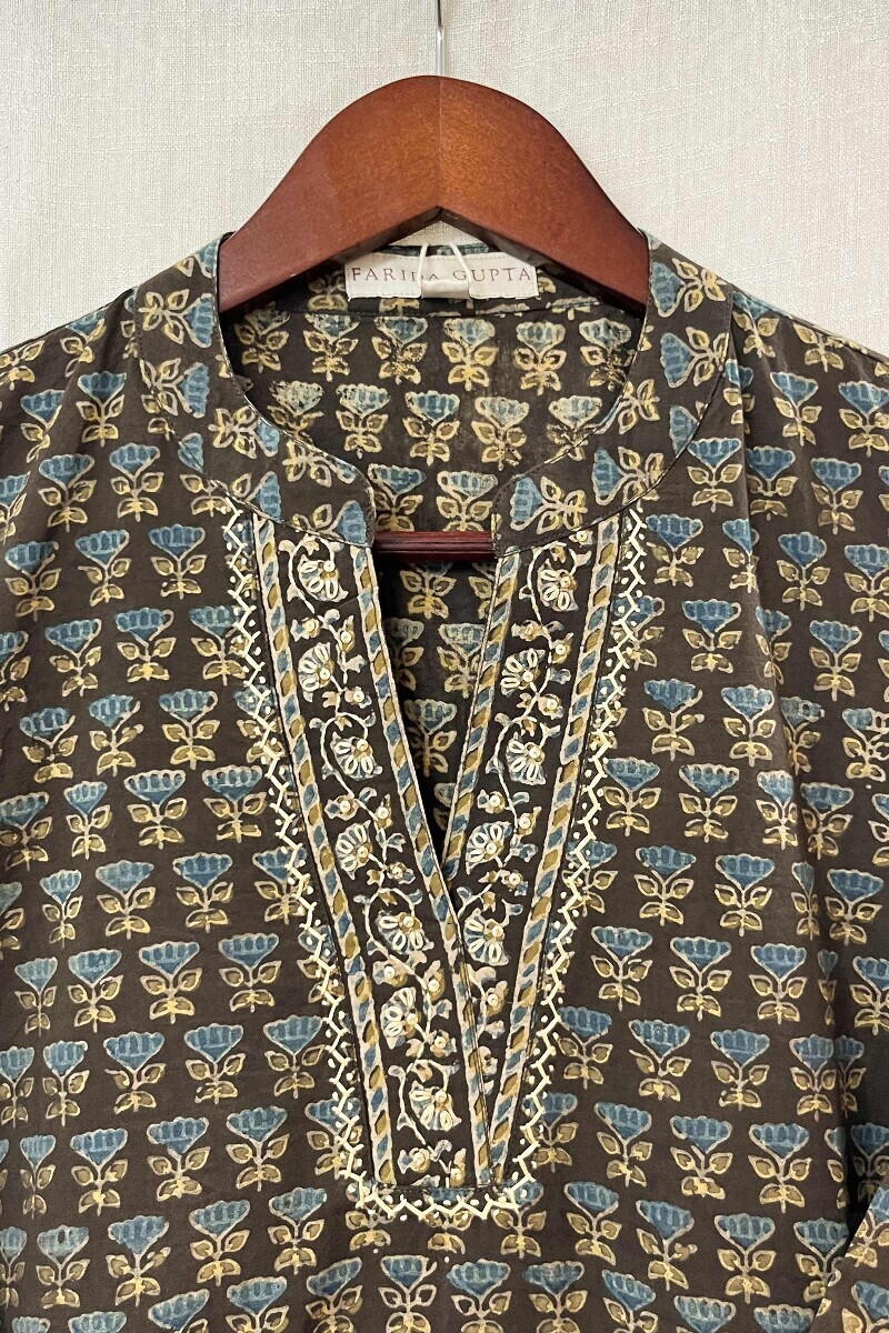 Ajrak Hand Block-Printed Cotton Top