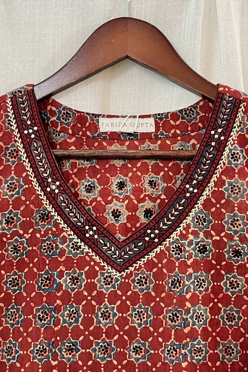 Ajrak Hand Block-Printed Straight Cotton Kurta