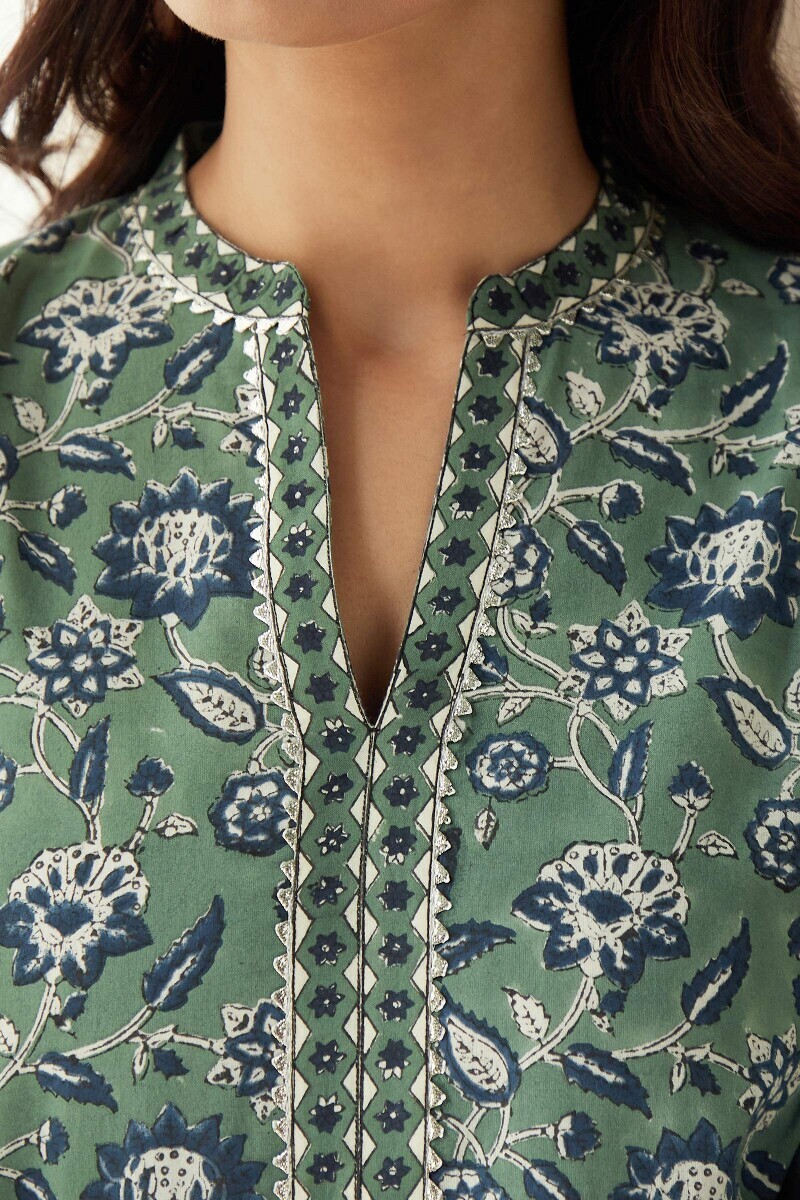 Bagru Hand Block-Printed Straight Cotton Kurta