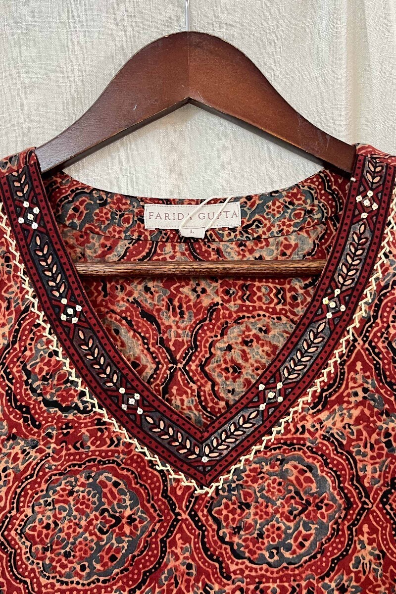 Ajrak Hand Block-Printed Straight Cotton Kurta
