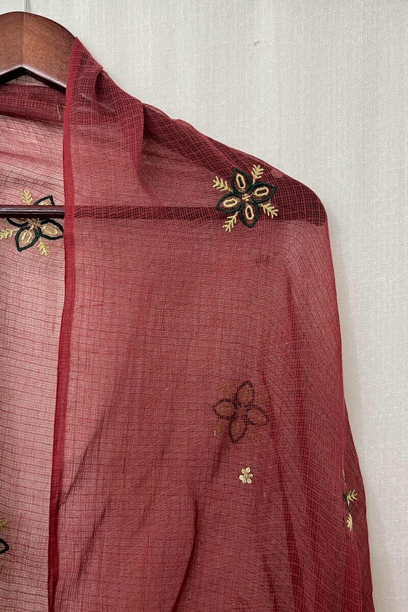 Red Handcrafted Kota Dupatta
