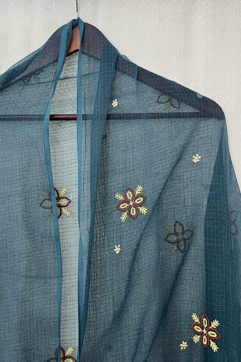 Dark Green Handcrafted Kota Dupatta