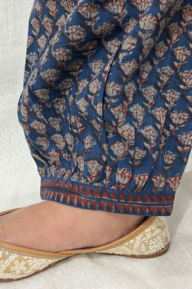 Akola Hand Block-Printed Cotton Dobby Izhaar Pants