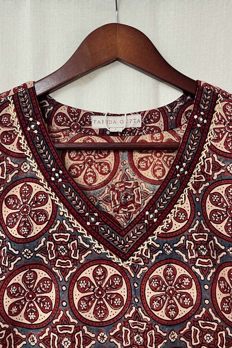Ajrak Hand Block-Printed Straight Cotton Kurta