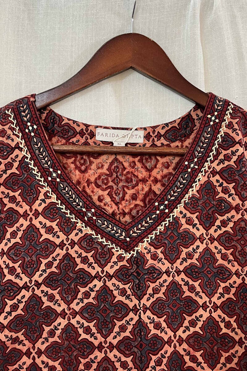 Ajrak Hand Block-Printed Straight Cotton Kurta