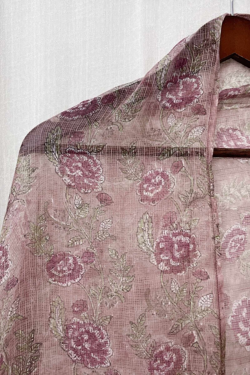 Brown Hand Block-Printed Kota Dupatta