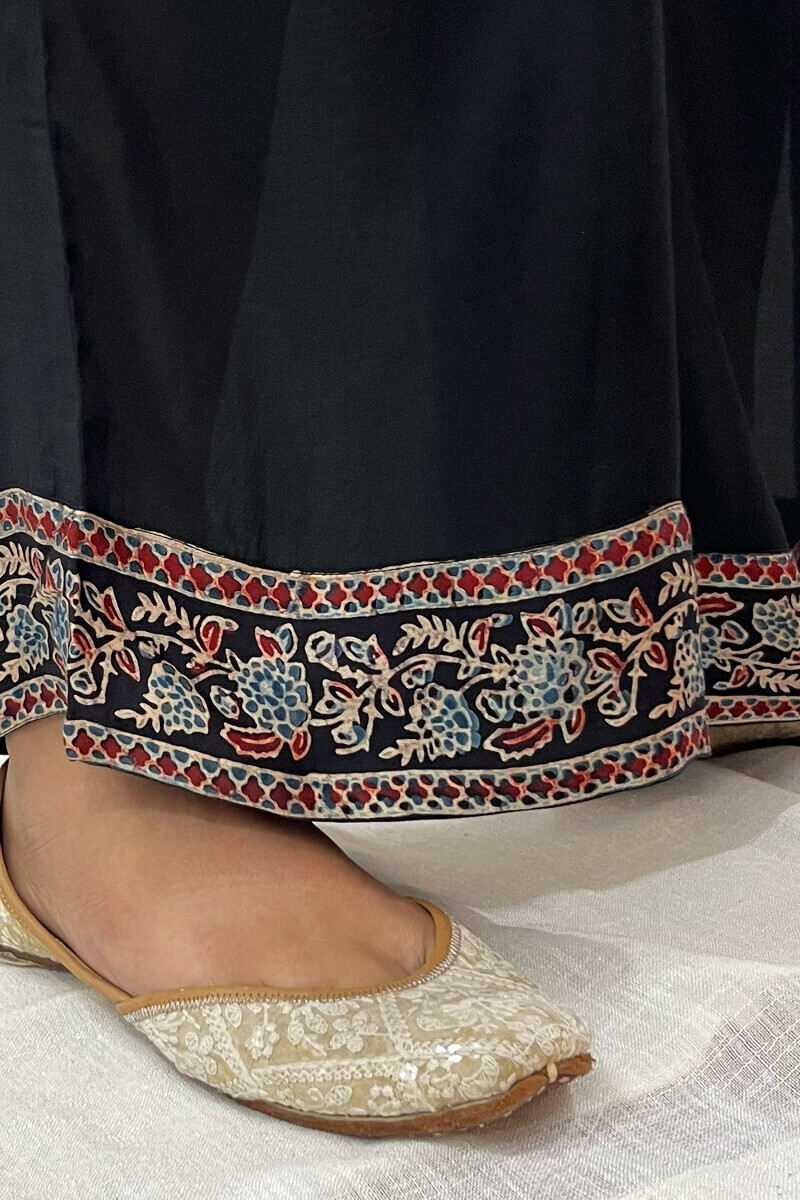 Black Handcrafted Modal Black Farsi Pants