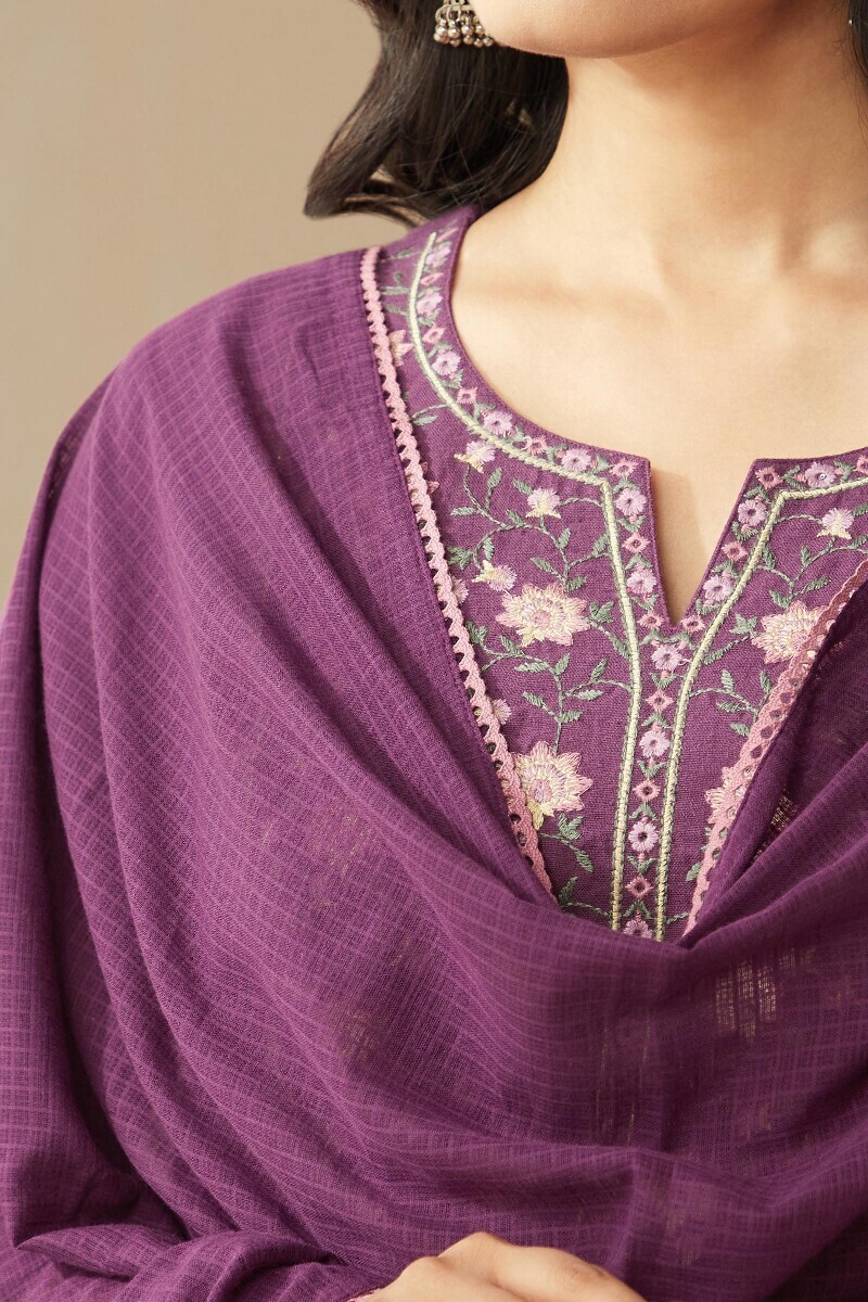 Dark Purple Handcrafted Kota Dupatta