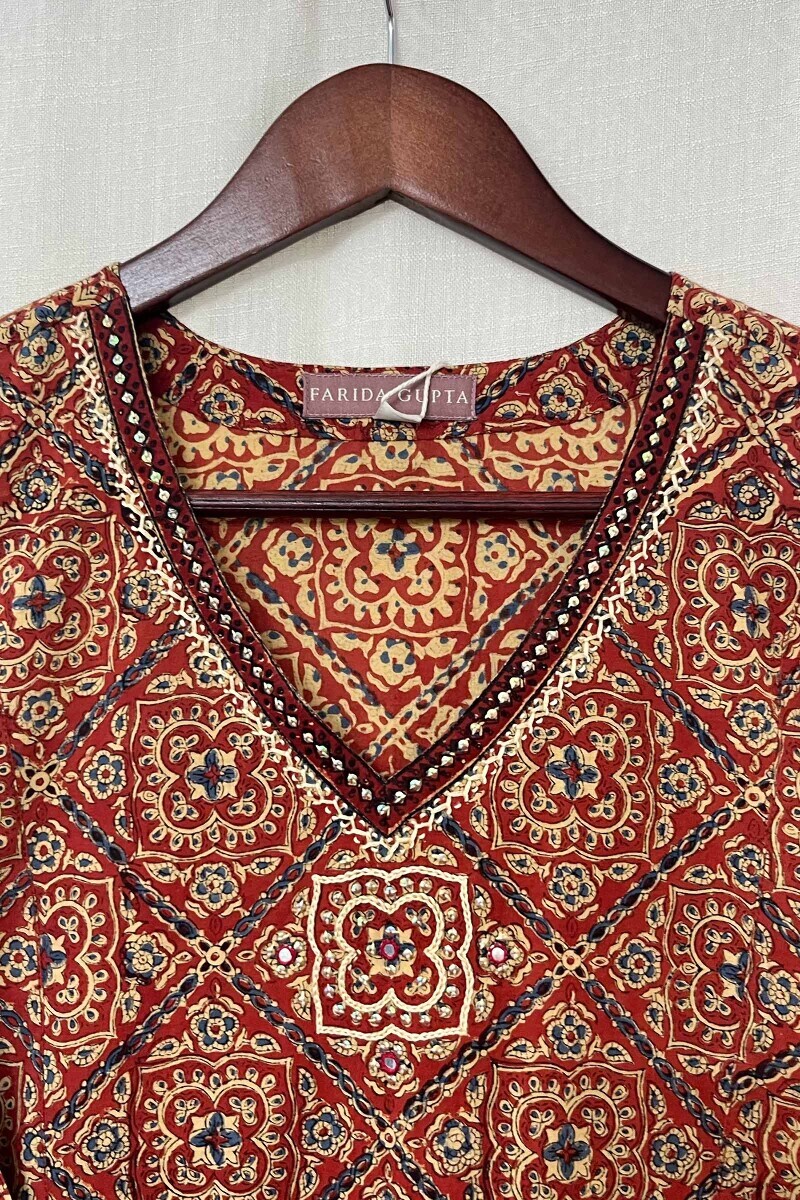 Bagru Hand Block-Printed Straight Cotton Kurta