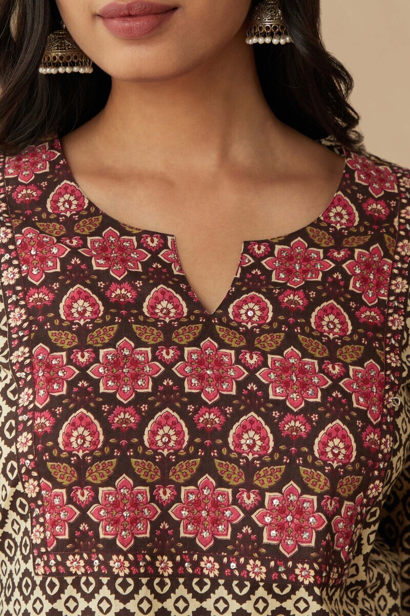 Cream Hand Printed Cotton Top