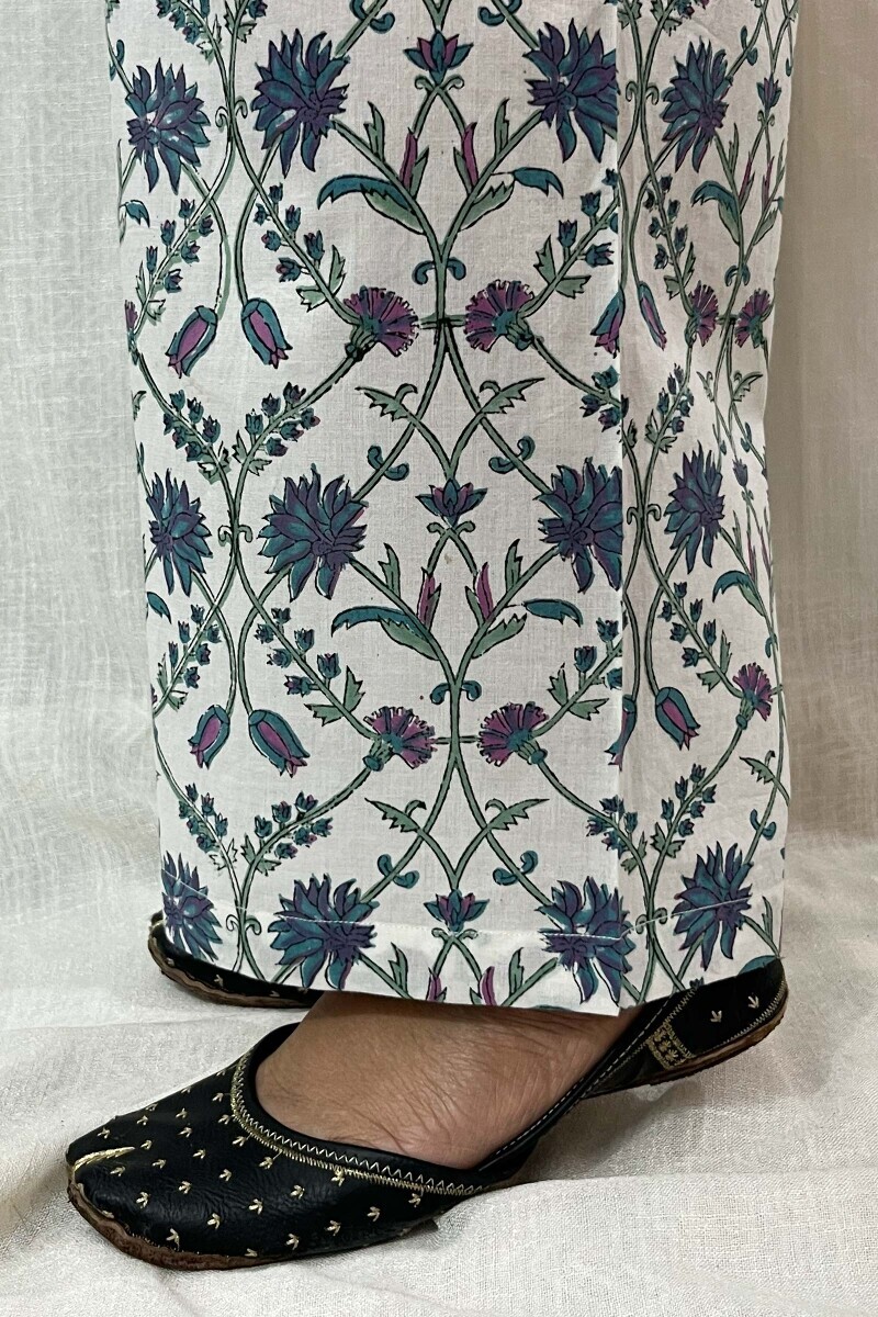 White Hand Block-Printed Cotton Farsi