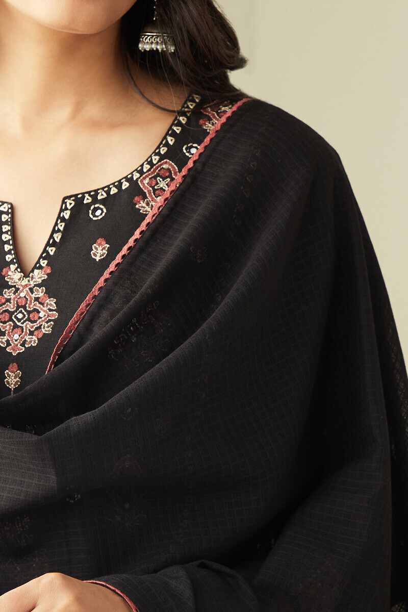 Black Handcrafted Kota Dupatta