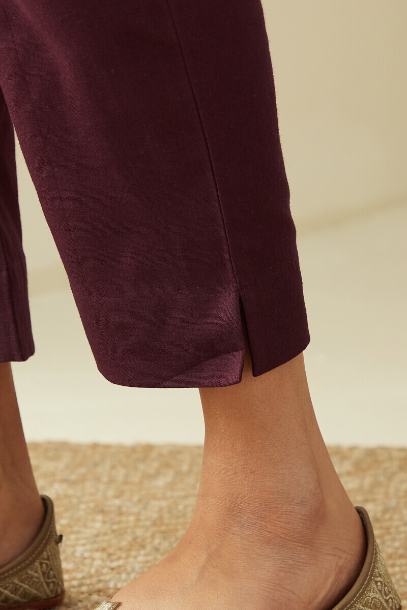 Plum Handcrafted Cotton Flax Narrow Pants