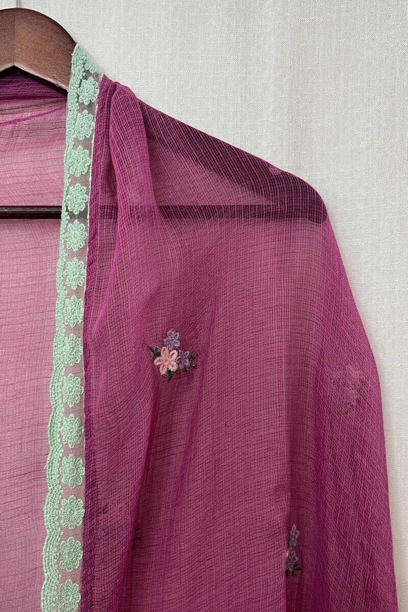 Pink Handcrafted Kota Dupatta