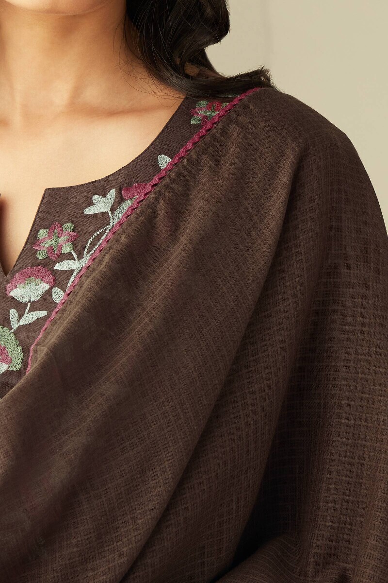Brown Handcrafted Kota Dupatta