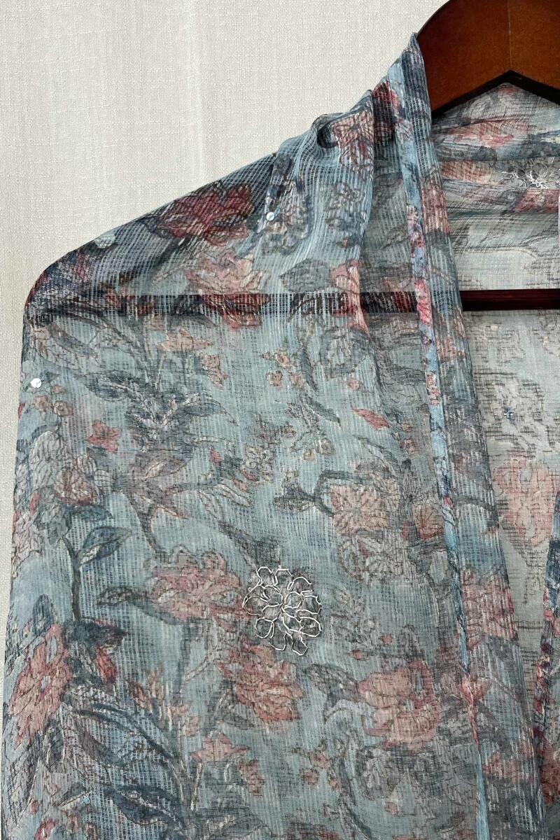Blue Hand Block-Printed Kota Dupatta