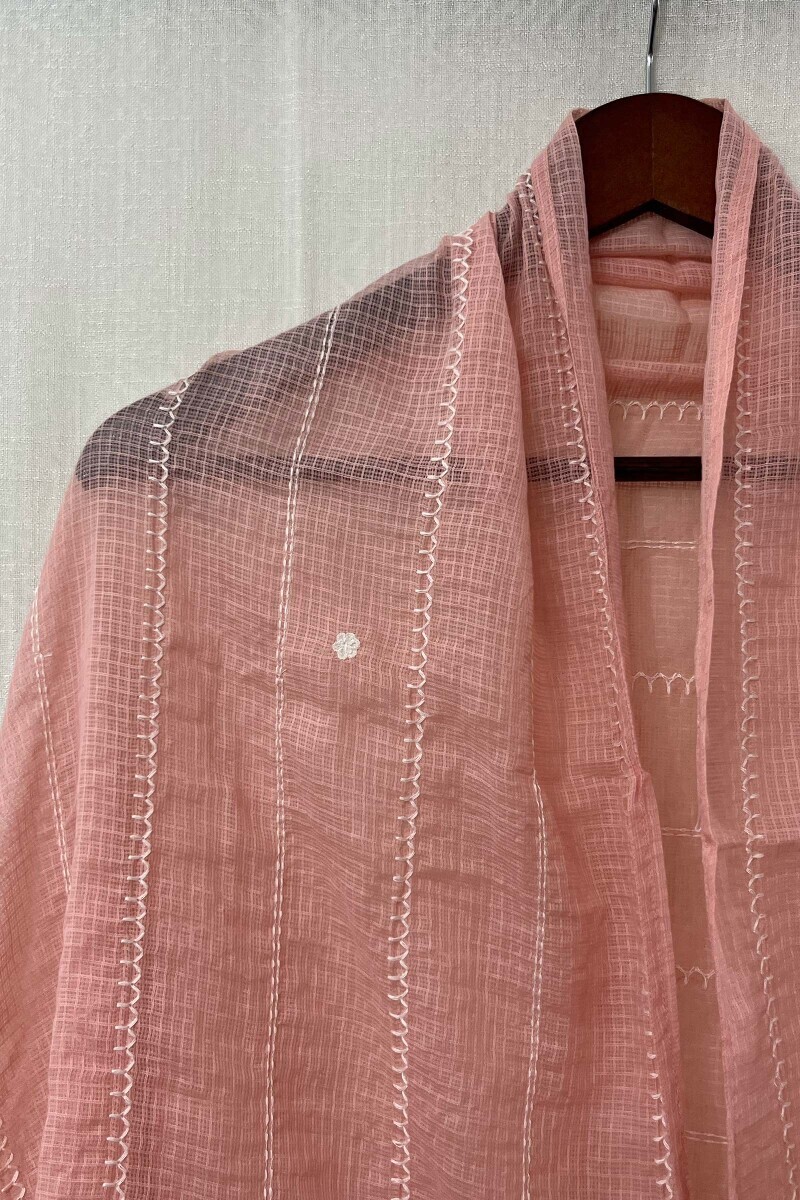 Pink Handcrafted Kota Dupatta