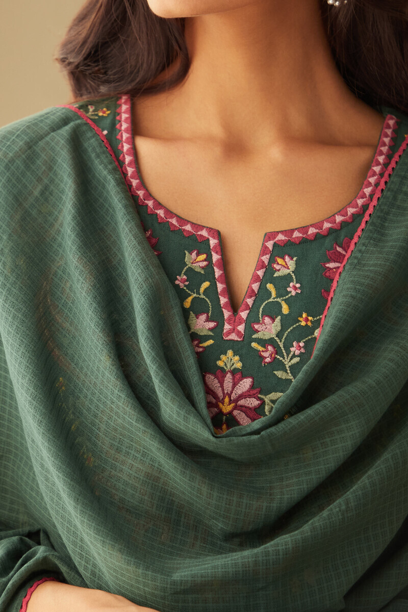 Green Handcrafted Kota Dupatta