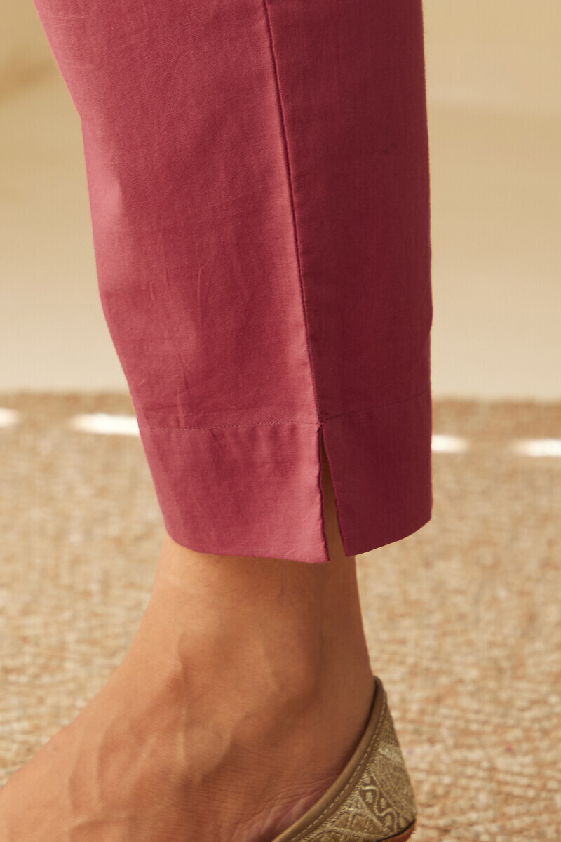 Pink Handcrafted Cotton Narrow Pants