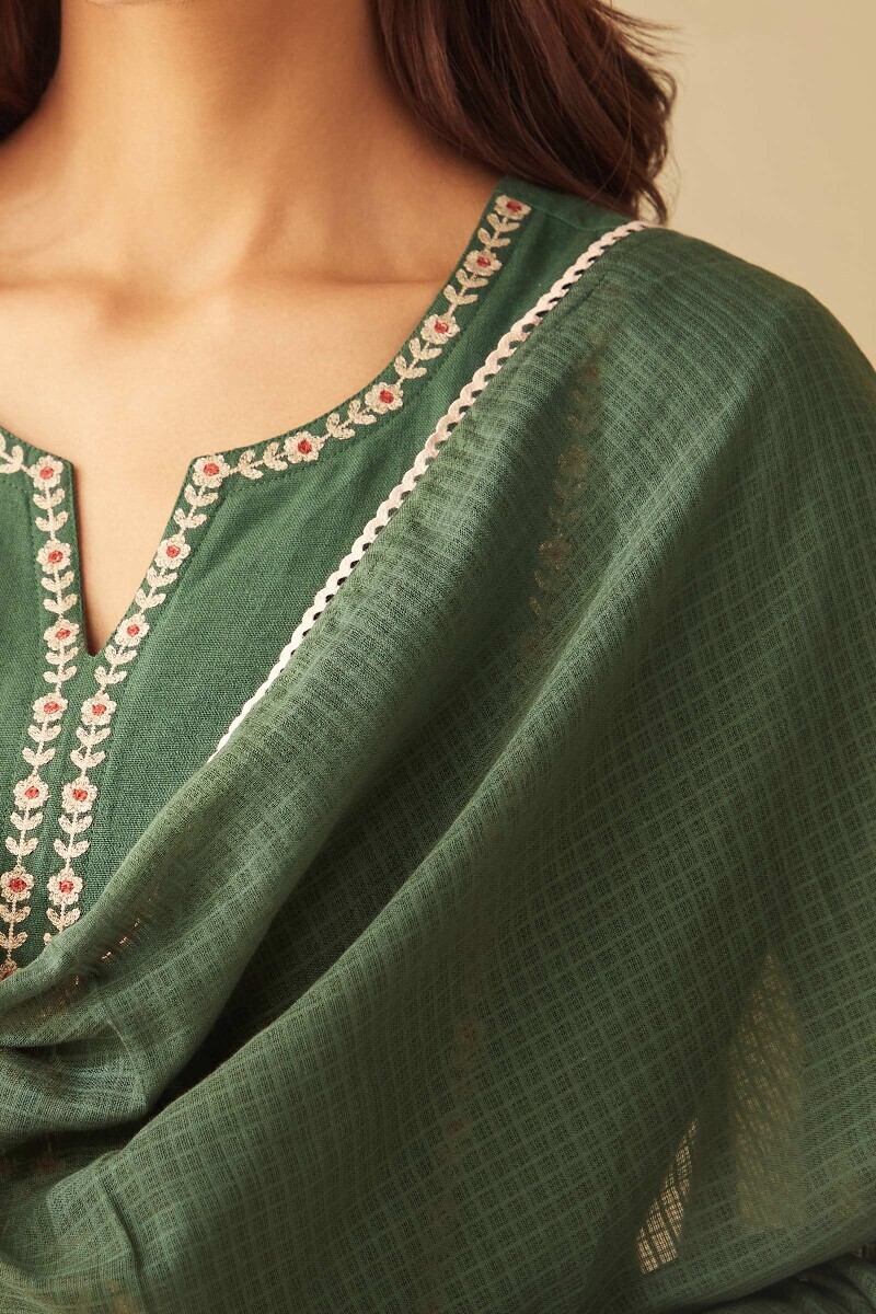 Green Handcrafted Kota Dupatta